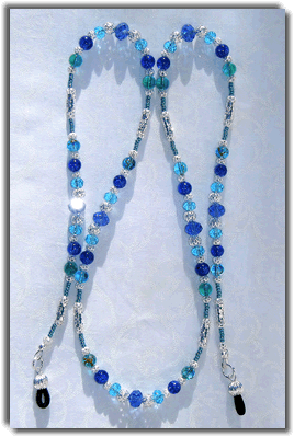 Aqua & Blue Baded Eyeglass Chain