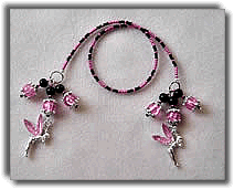 Pink and Black Tink Beaded Bookmark